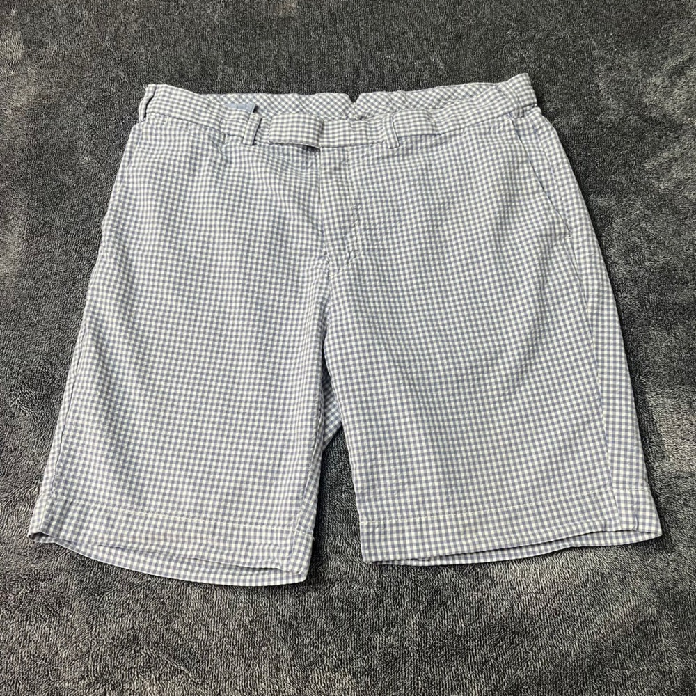 Polo Ralph Lauren Mens Blue White Gingham Seersucker Shorts 36 Preppy Ivy League